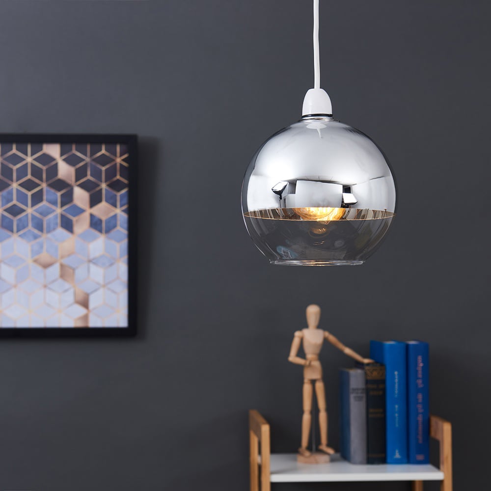 ValueLights Daelim Chrome Dome Ball Glass Pendant Shade Image 2