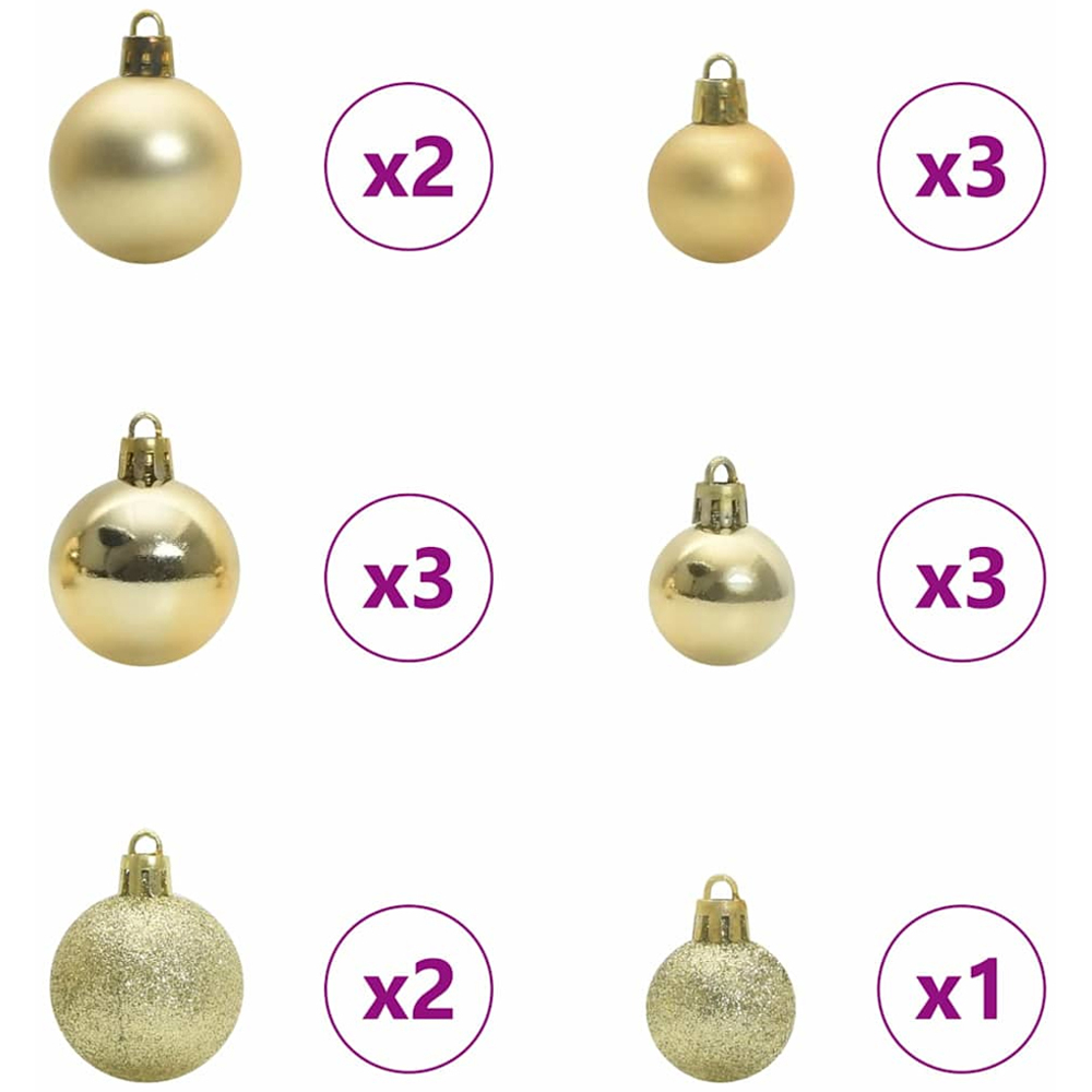 vidaXL Pre-Lit Warm White LED Multicolour Baubles Green Artificial Christmas Tree with Stand 5ft Image 8