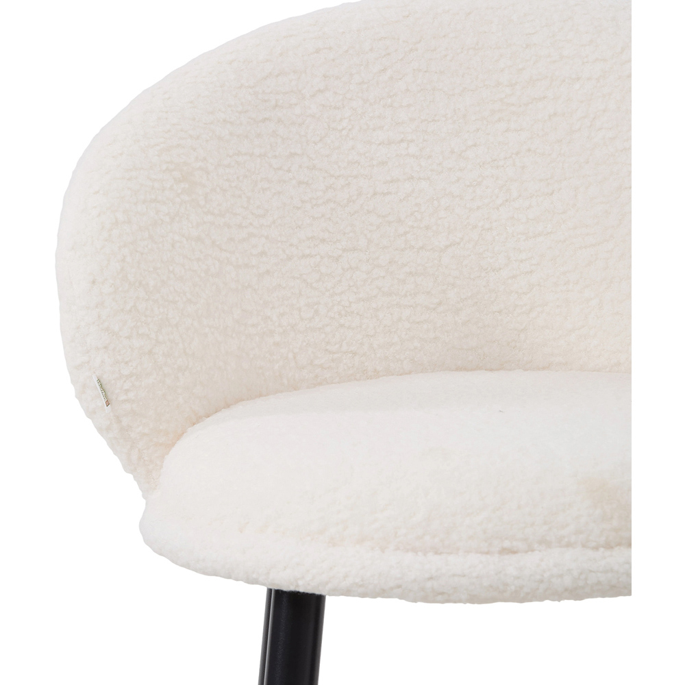 Living and Home White Sherpa Fleece Curved Backrest Bar Stool Set of 2 Image 4