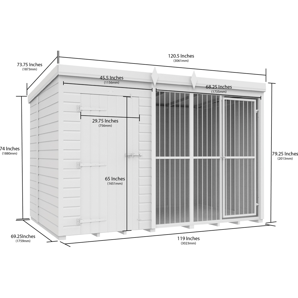 DIY Sheds 10 x 6ft Pressure Treated Tongue and Groove Timber Full Height Dog Kennel and Run Image 6