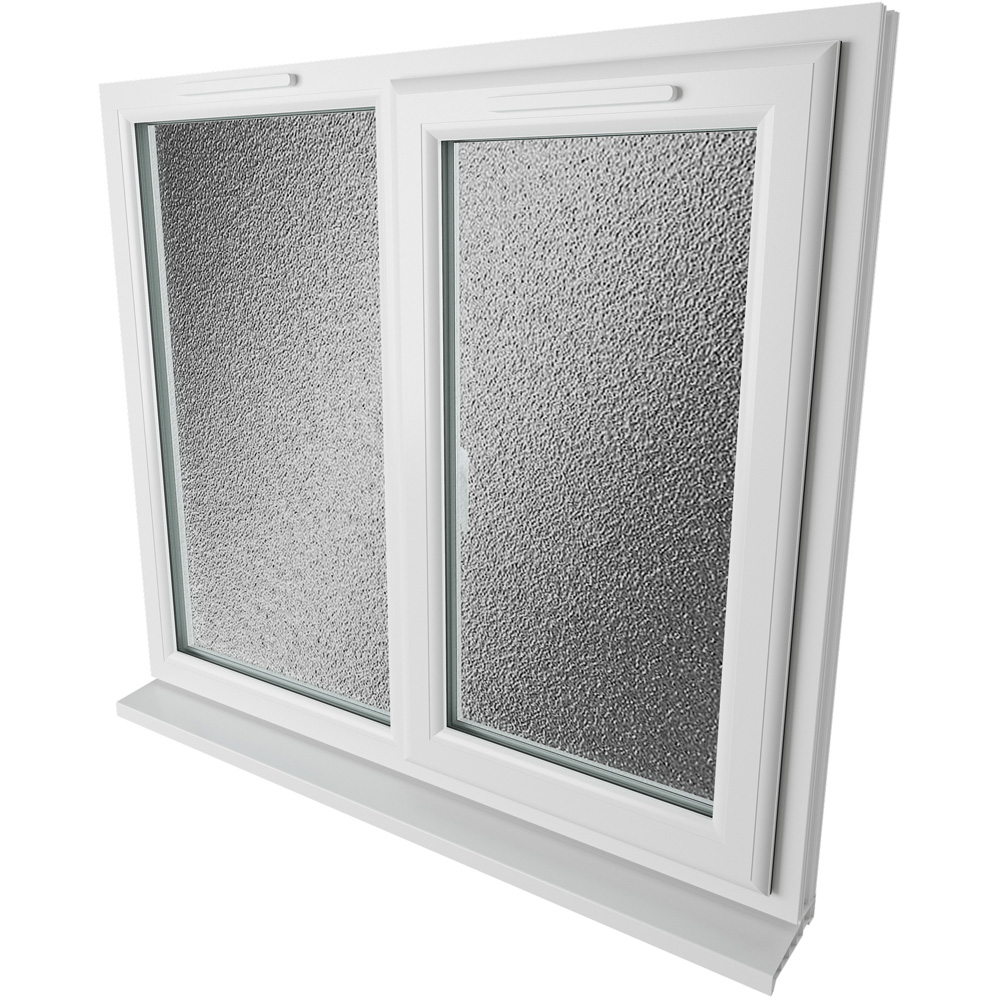 Crystal uPVC Double Glazed Window RH Side Hung Next to a Fixed White Obscure Glass 1190x1040mm Image 9