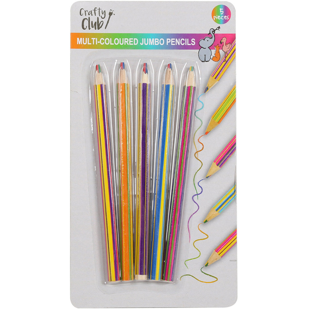 Crafty Club Pack of 5 Multicoloured Jumbo Pencils Image