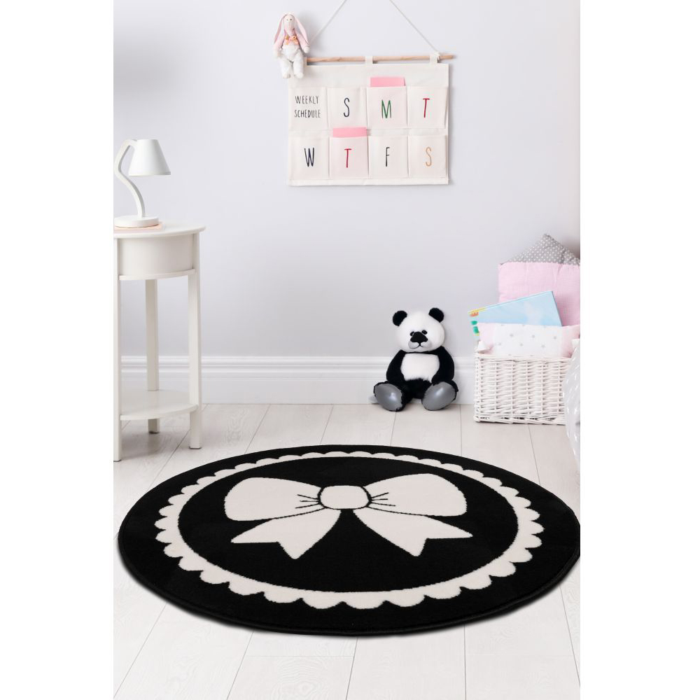 Homemaker Maestro Bow Black Circular Rug 100cm Image 5