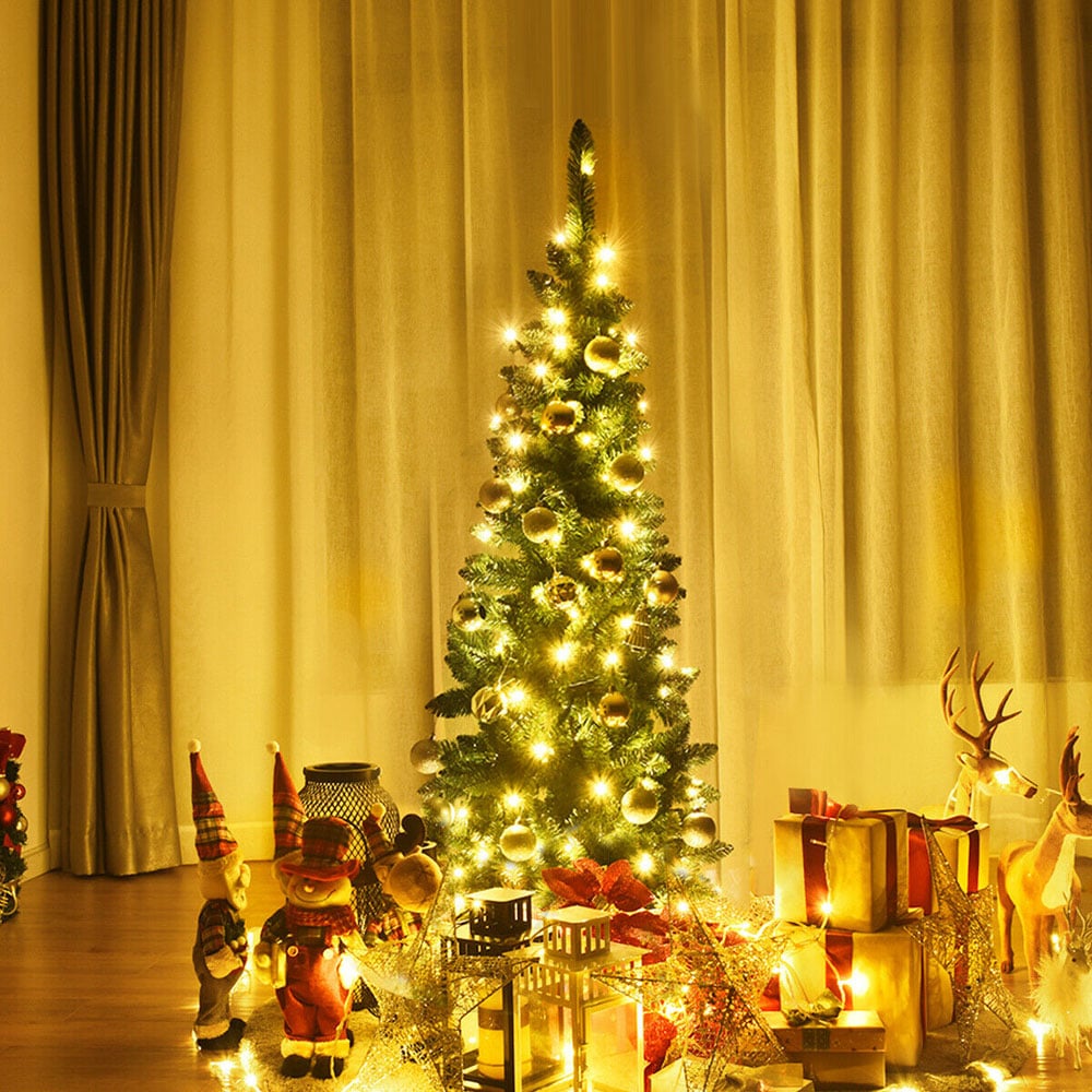 Costway 350 Warm White LED Pre-Lit Artificial Pencil Christmas Tree 7.5ft Image 2