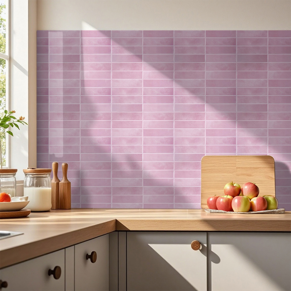 Living and Home Pink Rectangle Self Adhesive Wall Sticker 10 Pack Image 1