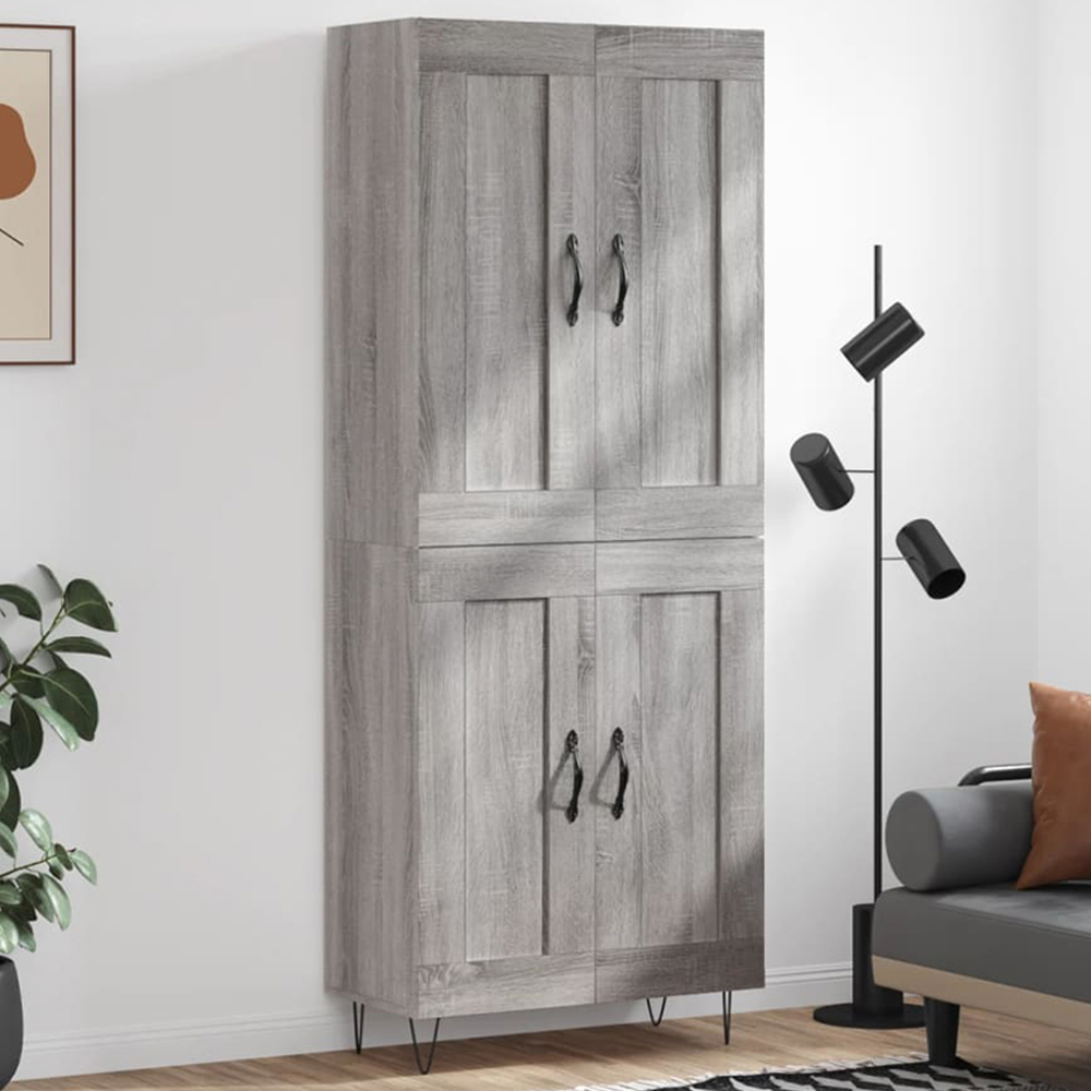 vidaXL 4 Door Grey Sonoma Highboard Image 1