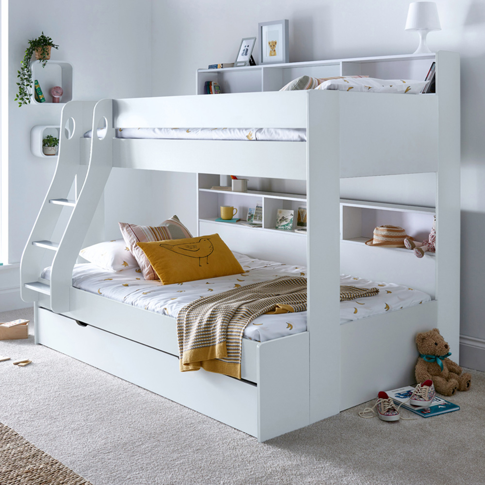 Bedmaster Oliver Triple Sleeper White Storage Bunk Bed with Orthopaedic Mattresses Image 1