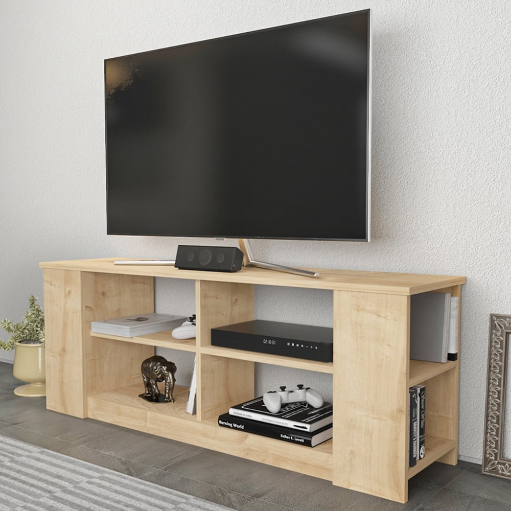 Decorotika Space 8 Shelf Oak TV Unit Image 1