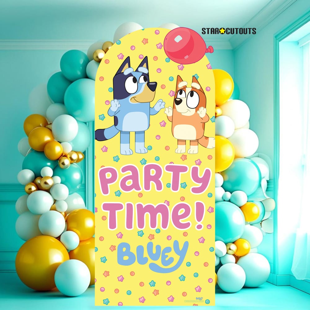 Star Cutouts Bluey and Bingo Balloon Party Time Large  Backdrop Cutout 6.1ft Image 2