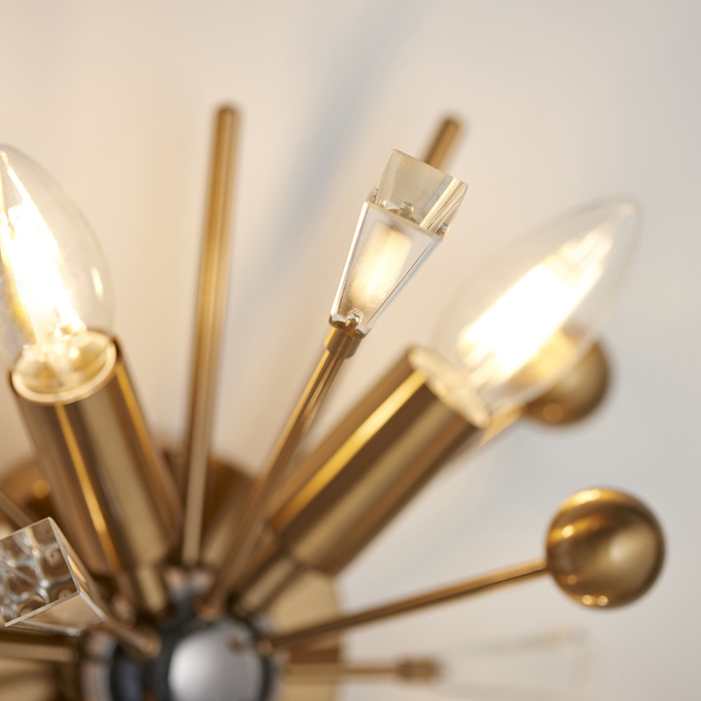 Merano Taormina Clear Glass Aged Brass and Black 4 Light Wall Lamp Image 4