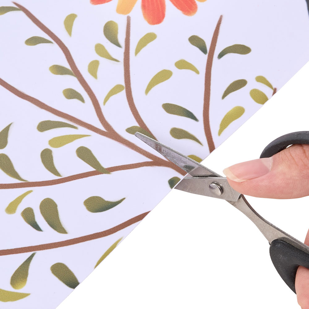 Living and Home Floral Pattern Orange Self-Adhesive Peel and Stick Stair Riser Sticker 12 Pack Image 6