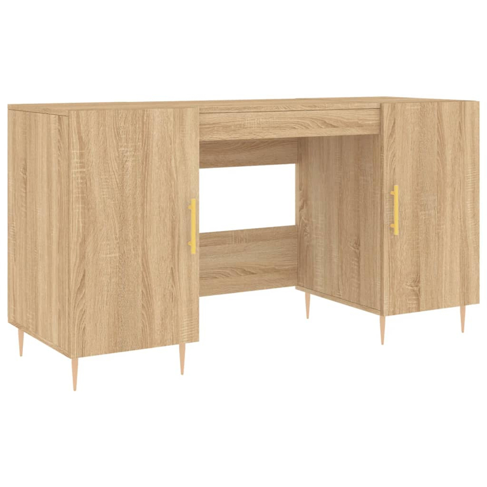 vidaXL 2 Door Computer Desk Sonoma Oak and Gold Image 2