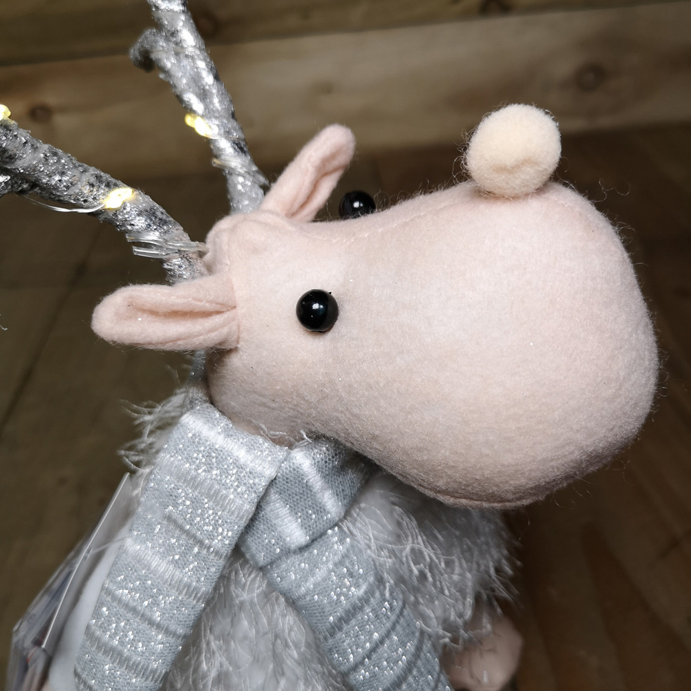 Samuel Alexander Plush White Christmas Reindeer with LED Lit Antlers Image 4