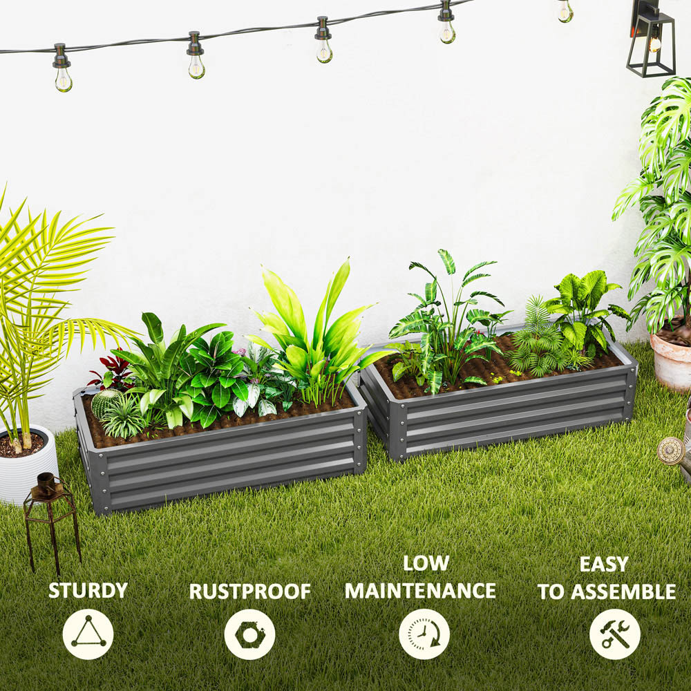 Outsunny Light Grey Galvanised Steel Raised Garden Bed Set of 2 30 x 50 x 110cm Image 7