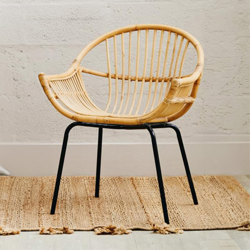 Interiors by Premier Lagom Grey Natural Rattan Chair Image 1