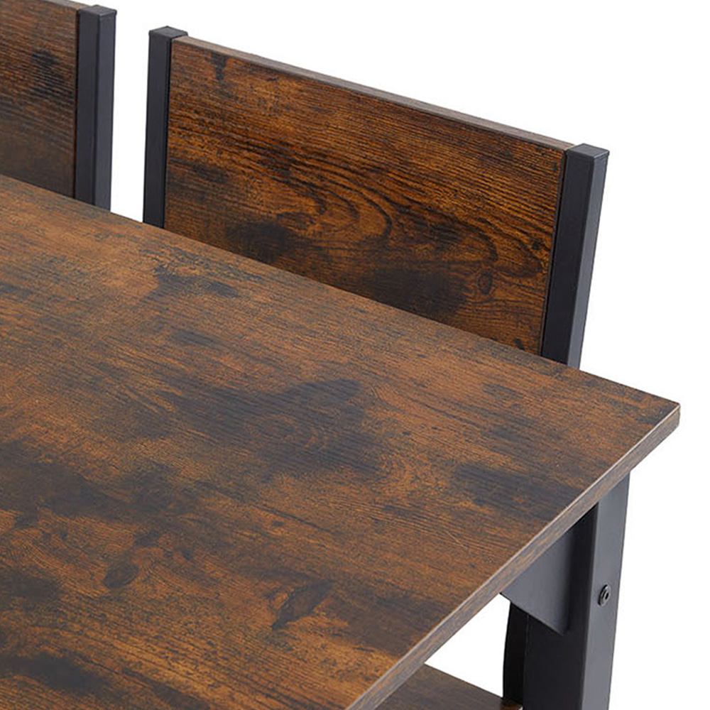 Living and Home 4 Seater Dining Set Black and Dark Brown Image 4