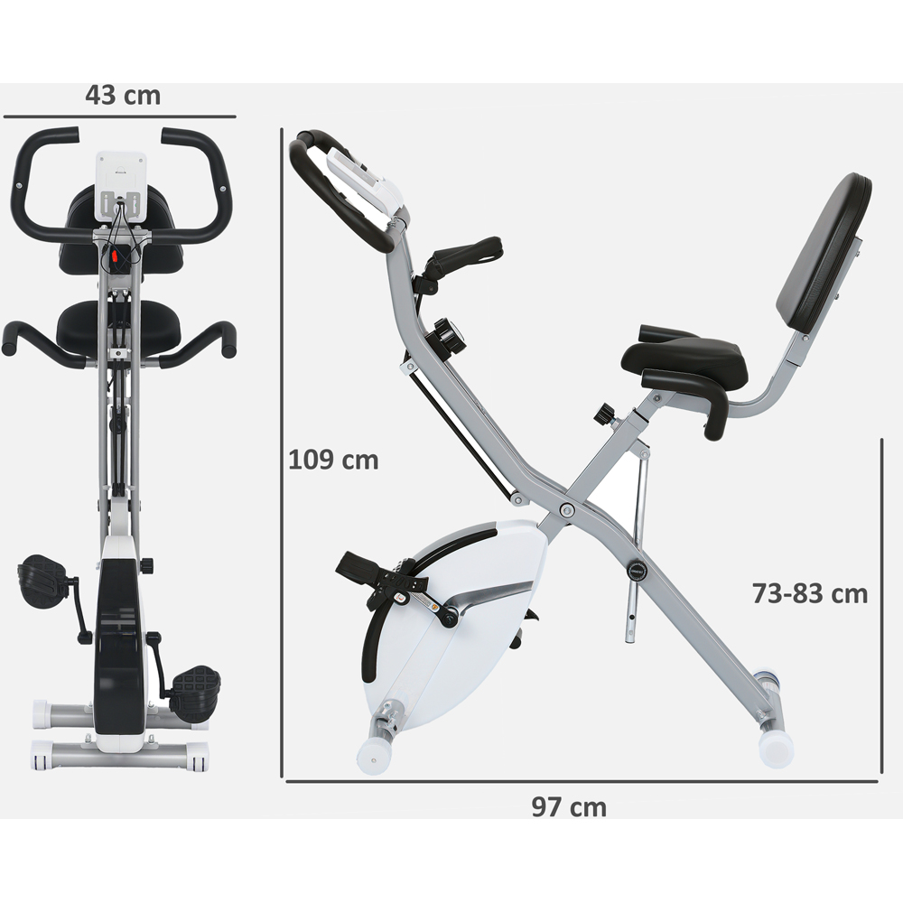 SPORTNOW White Magnetic Resistance Folding Exercise Bike with Arm Bands and Hand Pulse Sensor Image 9
