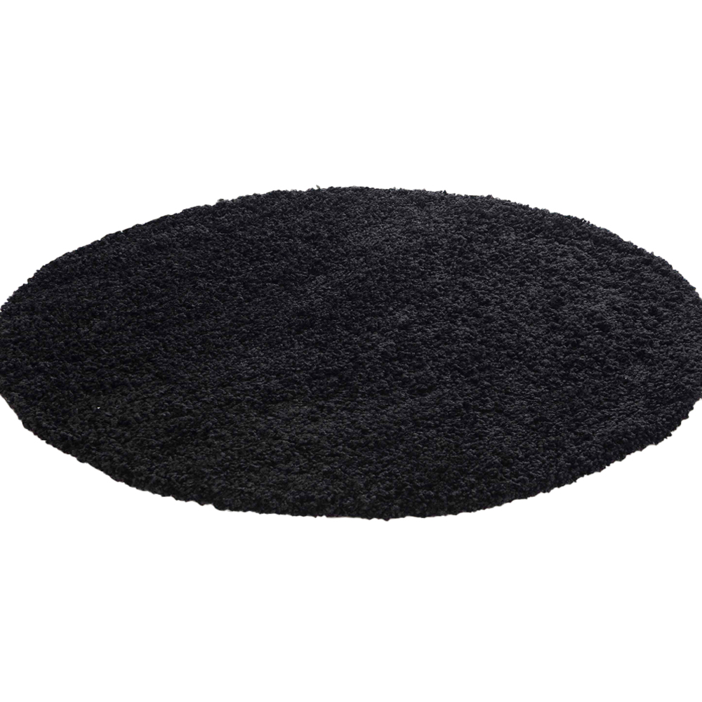 Desire Rugs Oxford Black Plain Round Shaggy Rug 120 x 120cm Image 1