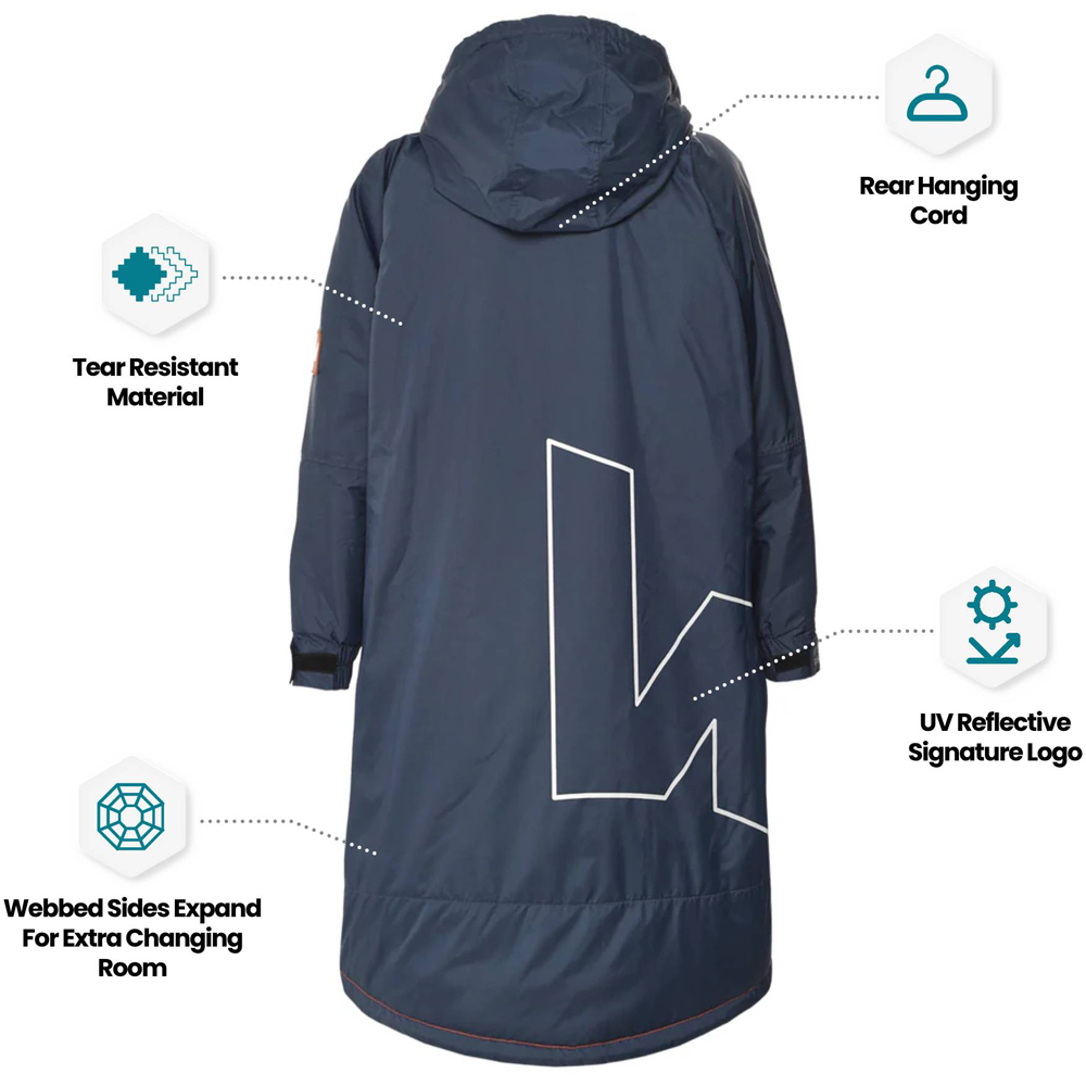 Wave Waterproof Navy Fleece Lined Changing Robe Large Image 9