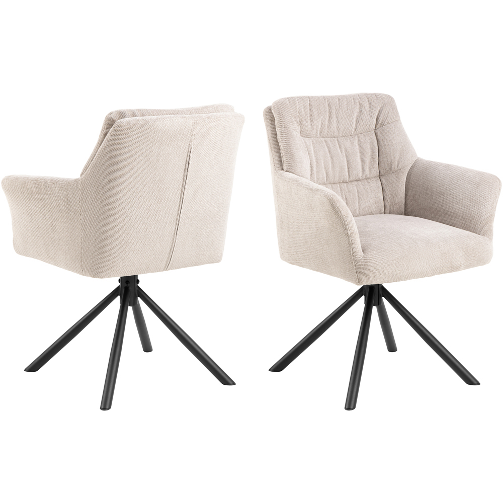 Florence Alonso Cream Swivel Dining Chair with Armrest Set of 2 Image 2