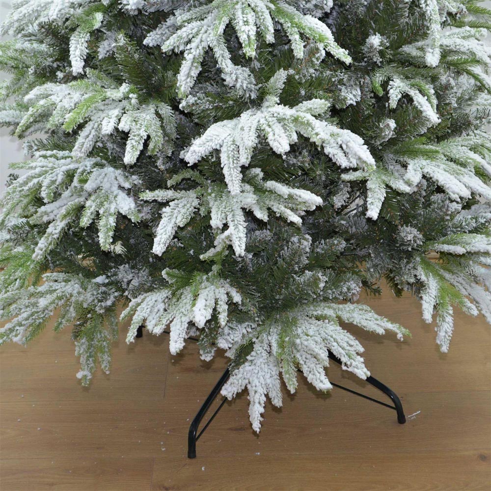 Shatchi Cool White LED Pre Lit Snow Flocked Lapland Fir Artificial Christmas Tree 7ft Image 3