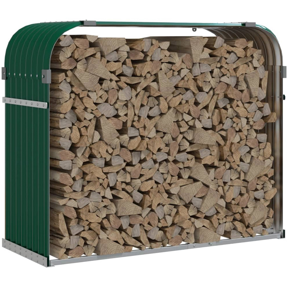 vidaXL Green Galvanised Steel Firewood Log Holder 100 x 120 x 45cm Image 2