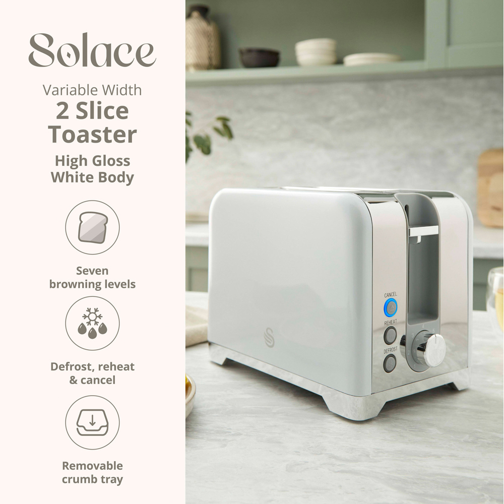 Swan Solace White 2 Slice Toaster Image 3