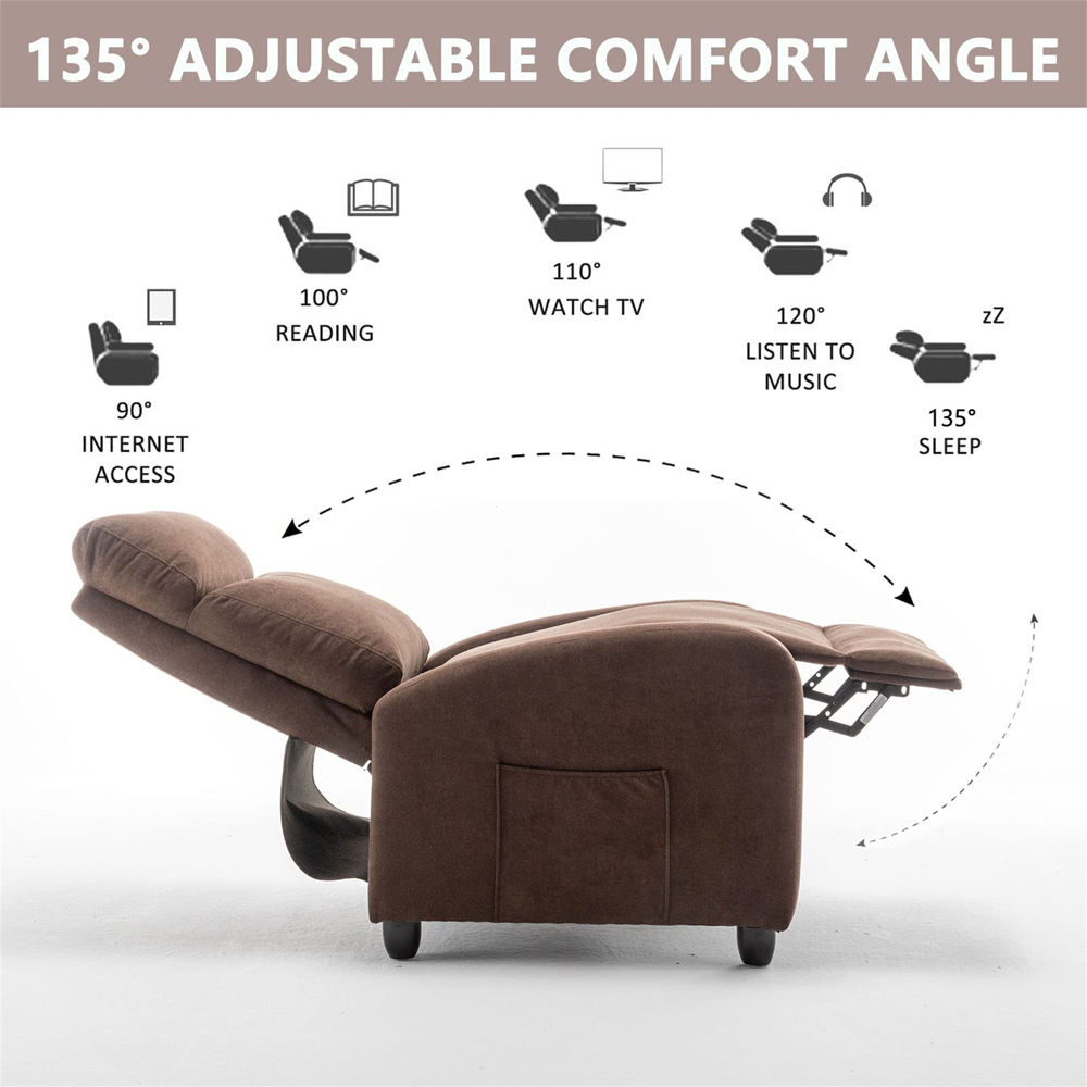 Furniture One Brown Velvet Pushback Massage Armchair Image 8