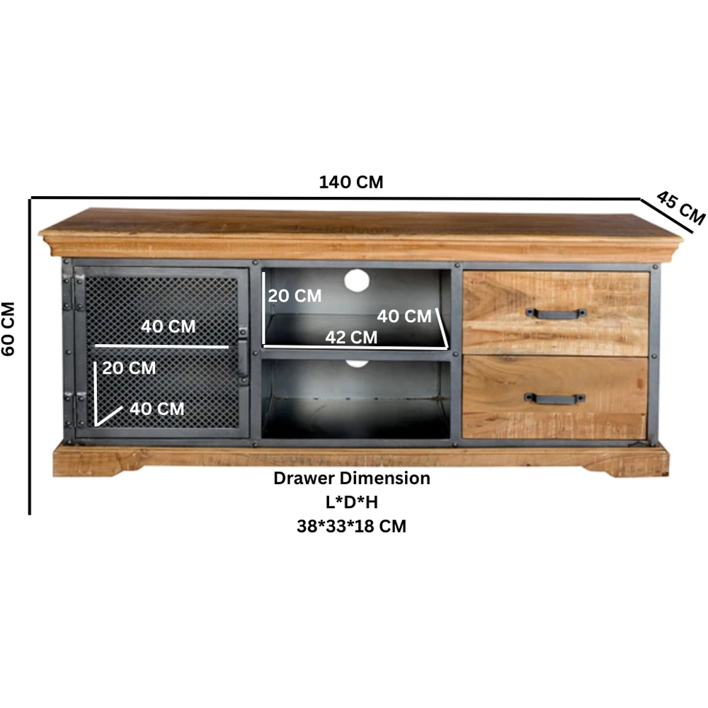 Brooklyn Malalia Single Door 2 Drawer 2 Shelf TV Unit Image 8