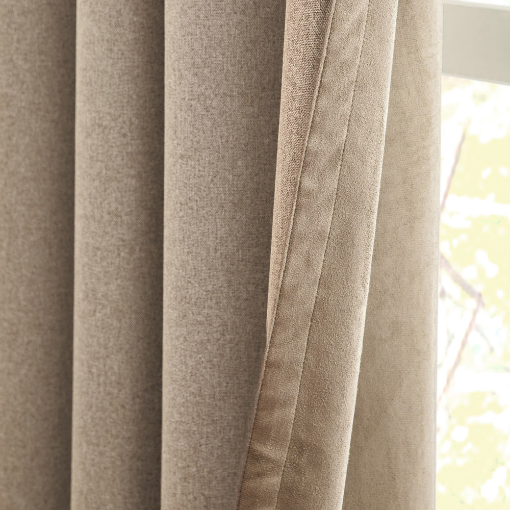 Furn Verso Mocha Reversible Suede-Look Blackout Eyelet Curtains 117 x 137cm Image 3