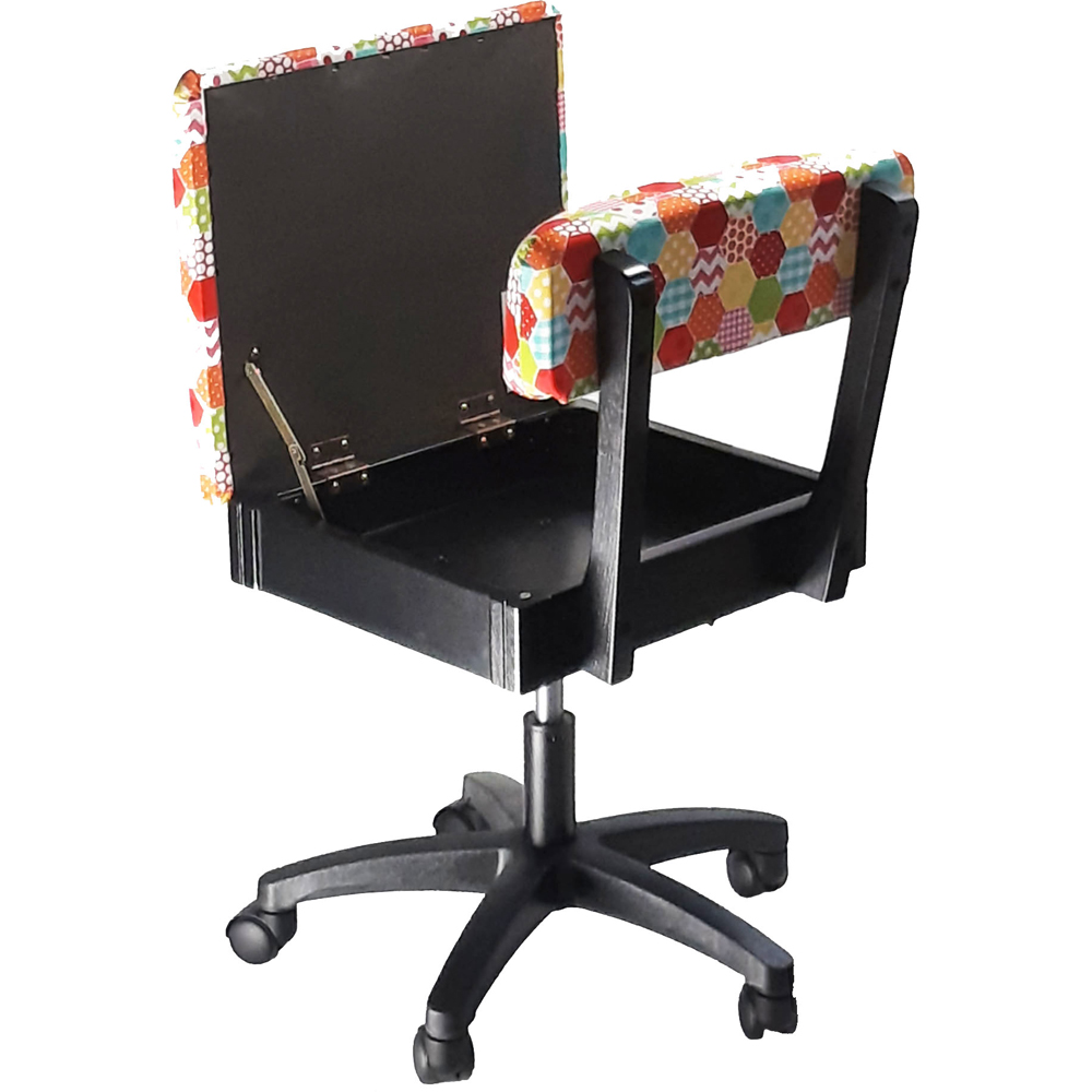 Sewing Online HT2018 Multicolour Patchwork Design Hydraulic Sewing Chair with Underseat Storage Image 4