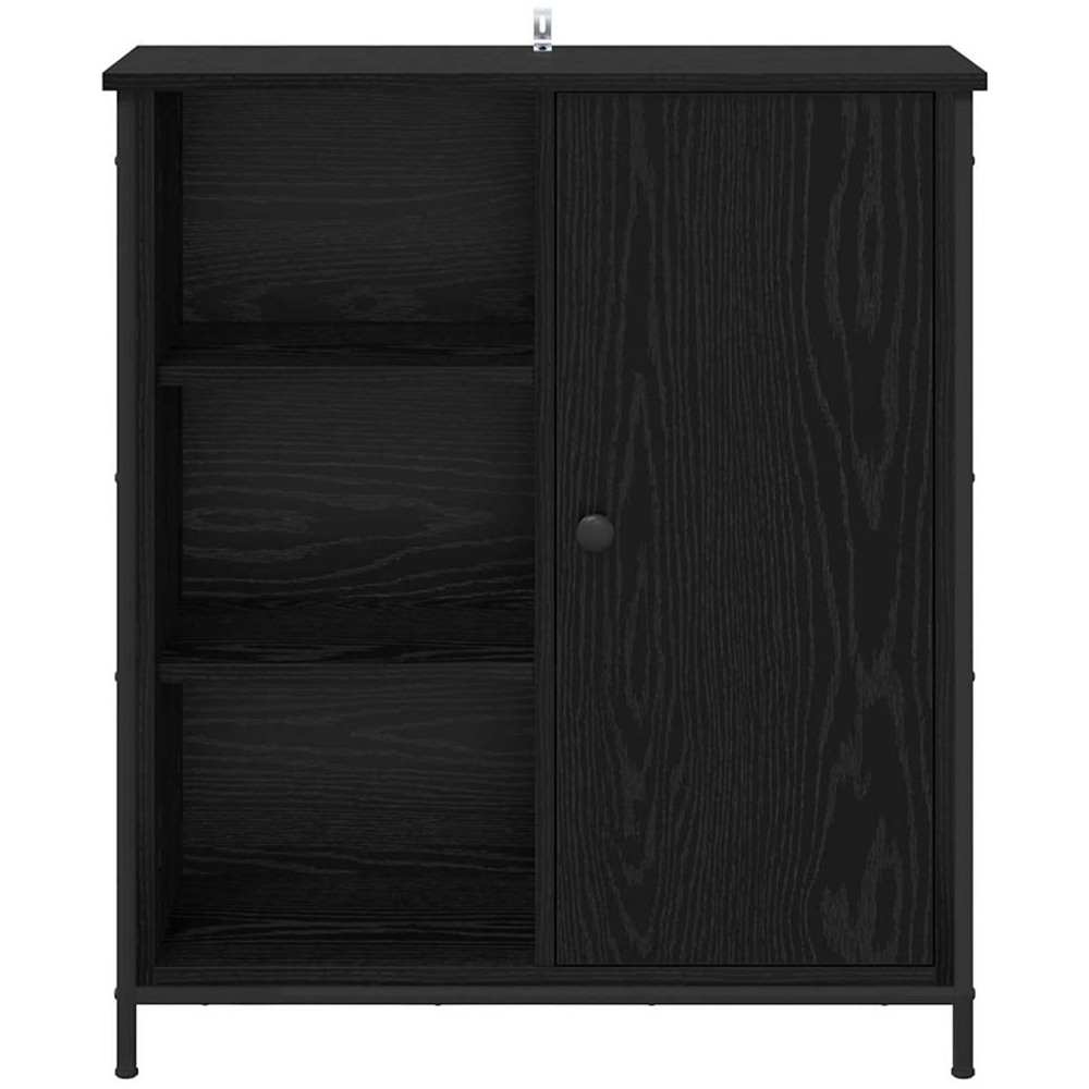 vidaXL Single Door 3 Shelf Black Oak Sideboard Image 4