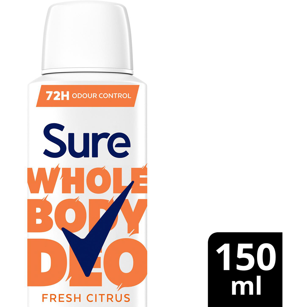 Sure Women Aluminium Free Whole Body Fresh Citrus Deodorant Spray 150ml 6 Pack Image 3