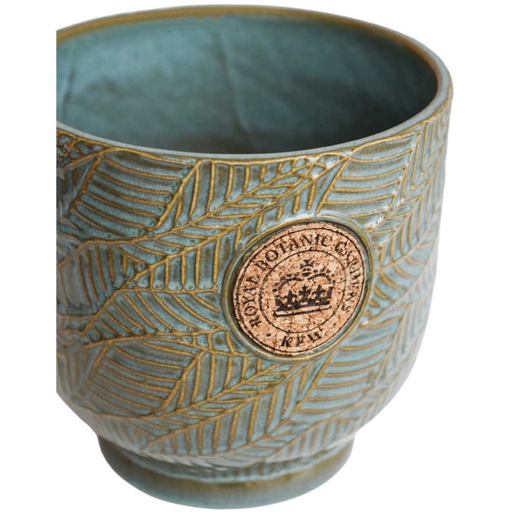 Ivyline Kew Moss Leaf Embossed Cork Reactive Glaze Indoor Planter 18cm ...