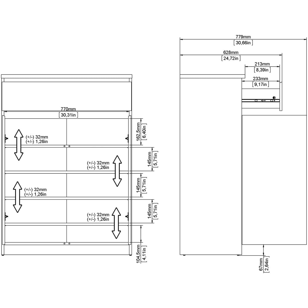 Florence 2 Door Single Drawer Jackson Hickory Oak and White Shoe Cabinet Image 8
