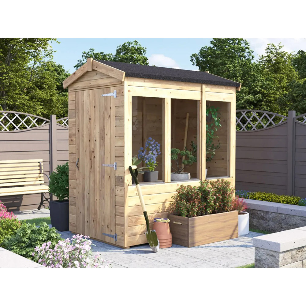Dunster House Overlord 4 x 6ft Modular Brown Superfelt Apex Potting Shed Image 3