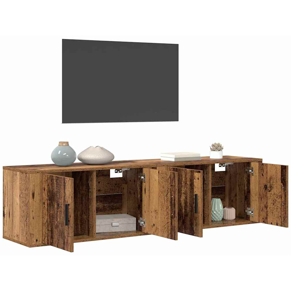 vidaXL 2 Door Old Wood Wall Mounted TV Unit Set of 2 Image 2