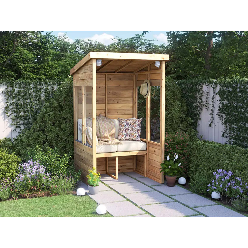 Dunster House Apocallipo 2 Seater 4 x 4ft Brown Pent Garden Arbour with Glazed Panels Image 3