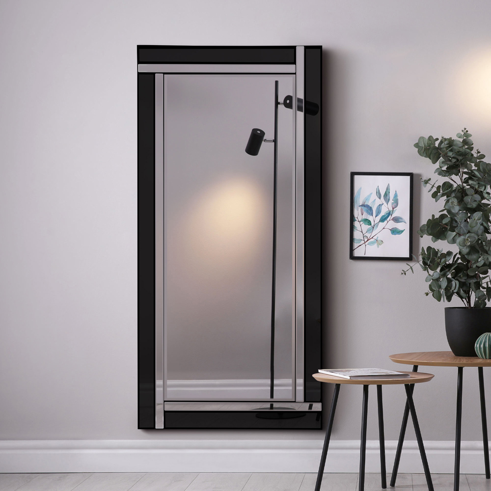 Aston Black All Glass Full Length Mirror 174 x 85cm Image 2