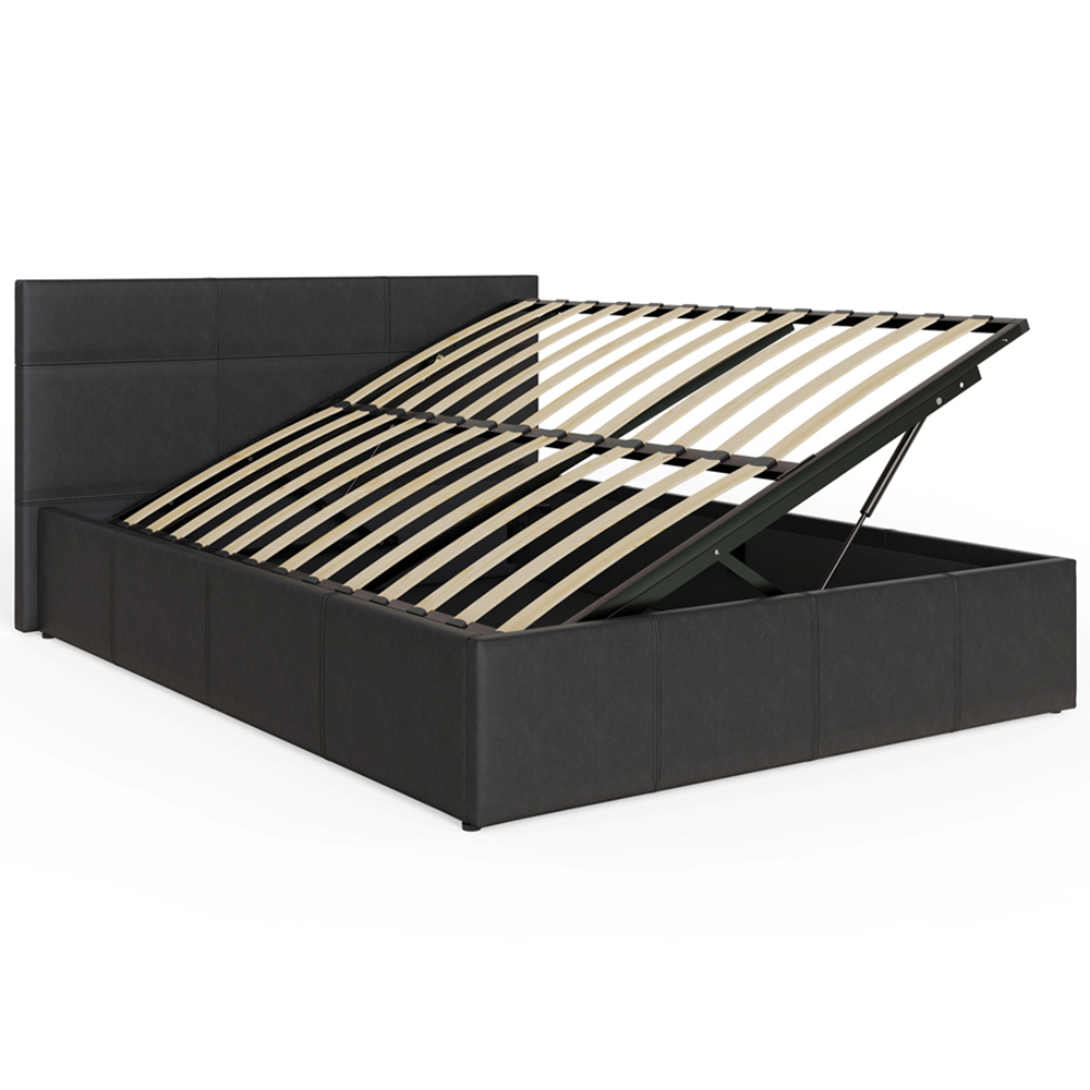 GFW Small Double Black Faux Leather Side Lift Ottoman Bed with Bonnell Mattress Image 5