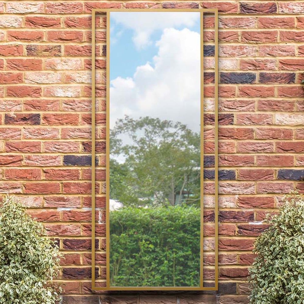 MirrorOutlet The Genestra Gold Modern Wall and Leaner Garden Mirror 180 x 80cm Image 2