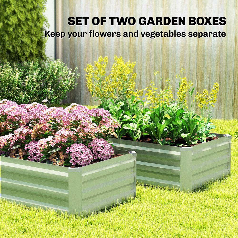 Outsunny Light Green Raised Garden Bed with Metal Stakes Set of 2 Image 3
