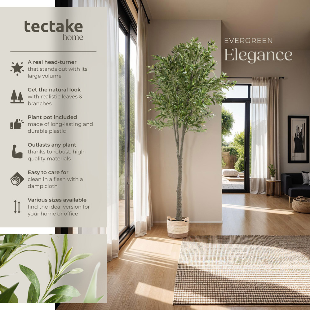 tectake Artificial Olive Tree in Pot 210cm Image 6