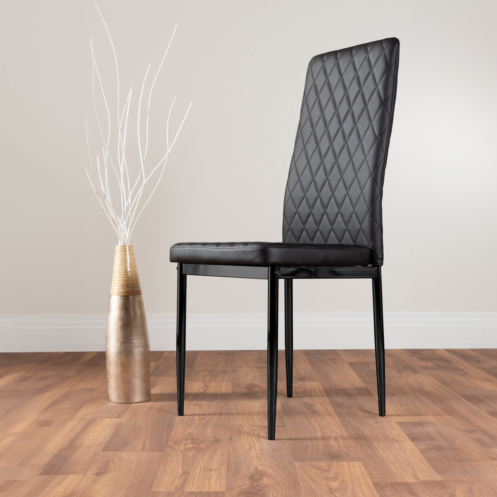 Furniturebox Valera Set of 6 Black Faux Leather Dining Chair Image 5
