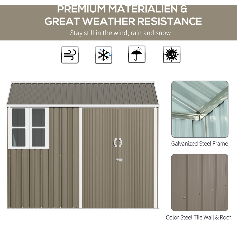 Outsunny 8 x 6ft Grey Double Door Steel Garden Shed Image 4
