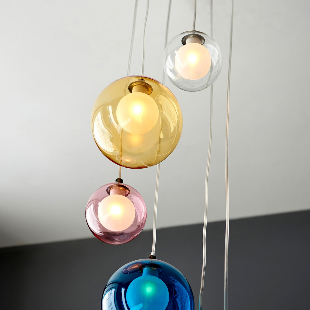 Merano Cagliari Multicoloured Glass Black Chrome Plate Pendant Light Image 5