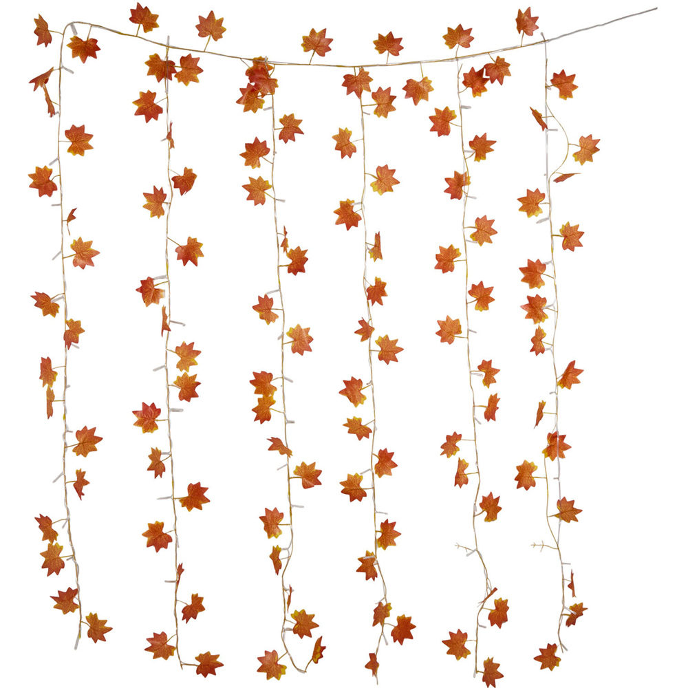90 LED Maple Leaves Curtain Light Orange Image 2