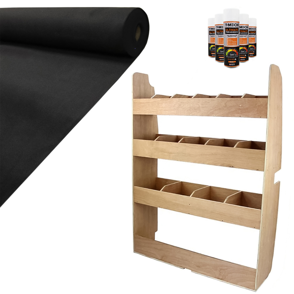 Monster Shop 11m2 Black Van Lining Glue and Ford Transit Custom Rack Image 1