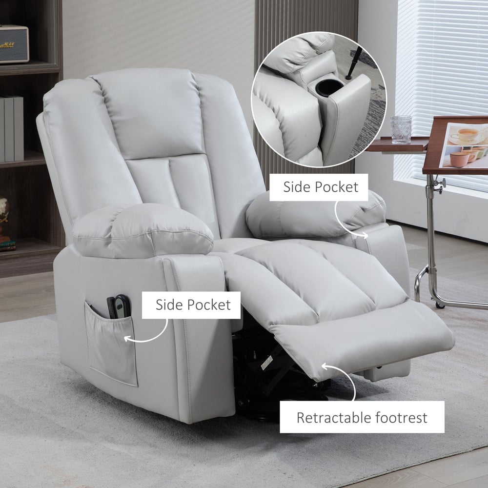 HOMCOM Light Grey Riser and Recliner Chair Image 3