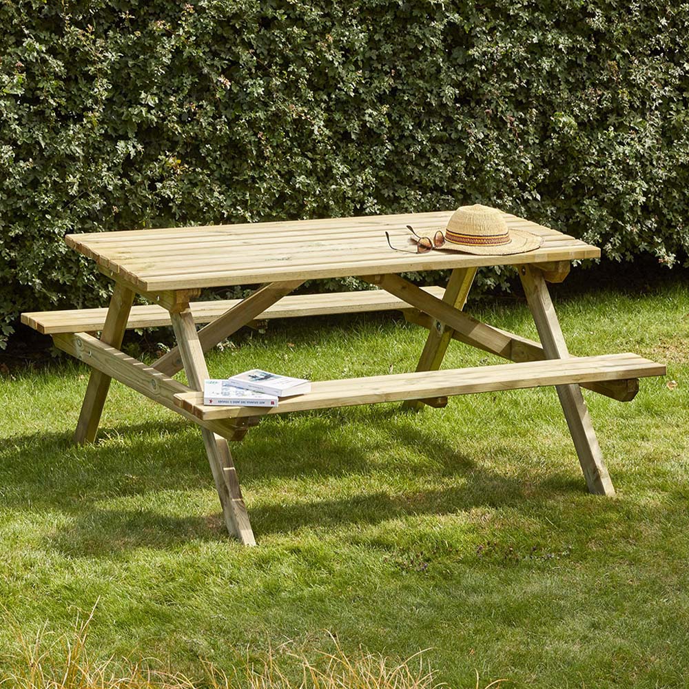 Cerland Alma 6 Seater Wooden Picnic Table Image 1
